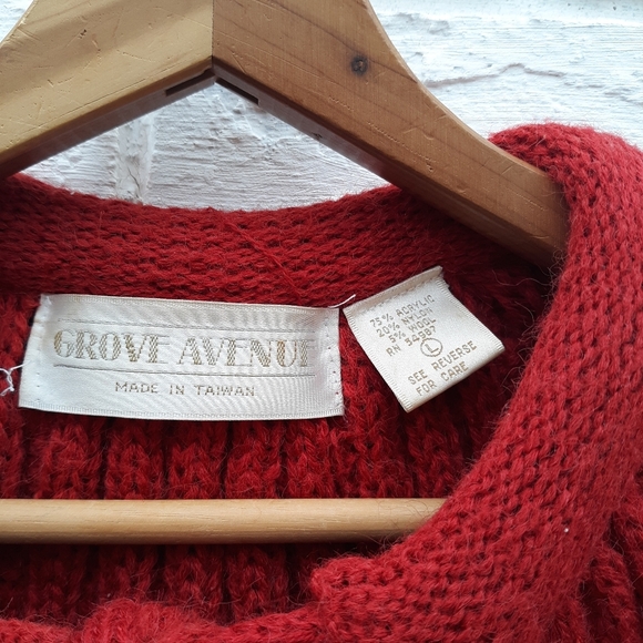 Vintage Sweater Cardigan Granny Red Wool Blend - Picture 9 of 9